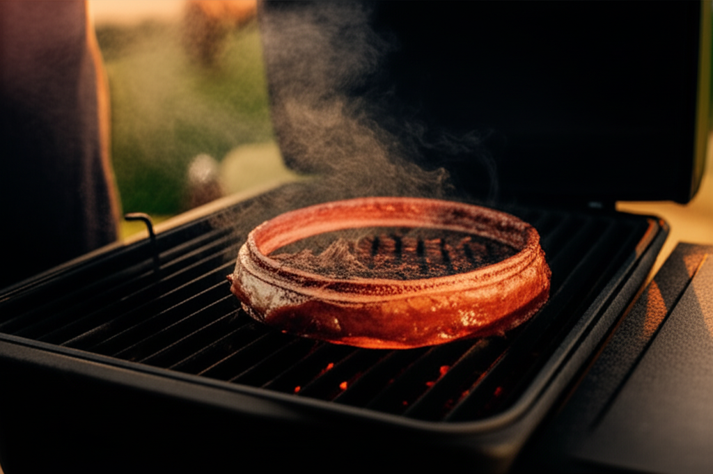 Master griller at sunset